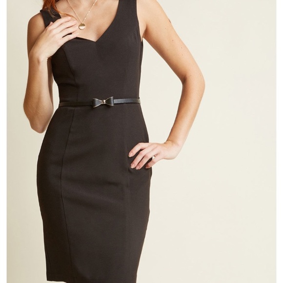 Modcloth Dresses & Skirts - NWOT ModCloth Black Sleeveless Belted Sheath Dress